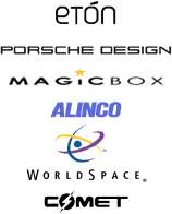 our clients include: eton, porsche design, magicbox, alinco, worldspace and comet